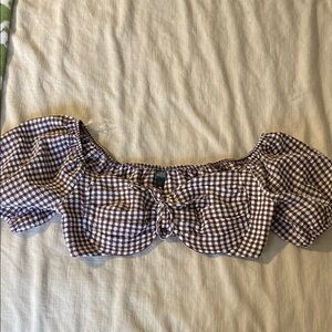 Brown Gingham Crop Top